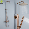 Juego de ducha de lluvia para baño termostático de acero inoxidable 304 de 2 funciones montado en la pared