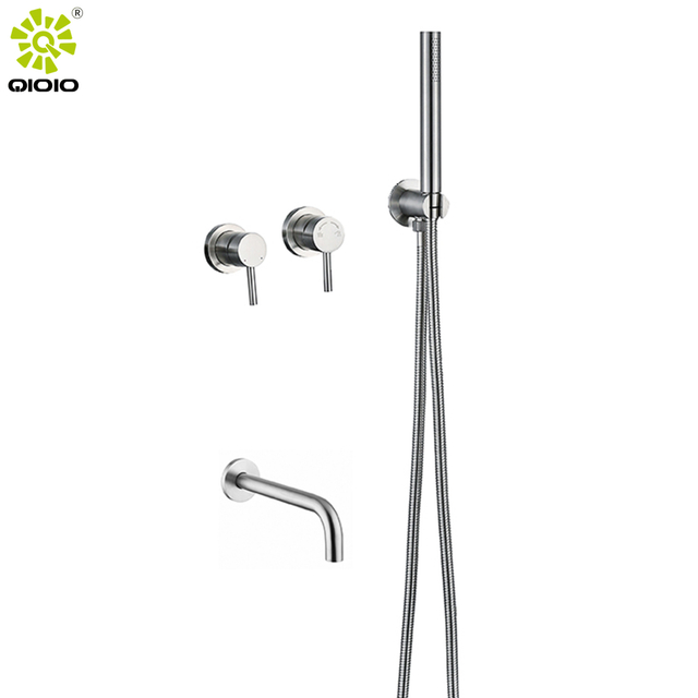Elegante sistema de ducha de baño oculto redondo de dos funciones Sistema de ducha de baño en la pared 304 de tinción inoxidable