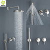 Conjunto de mezclador de ducha de baño montado en la pared con cabezal de ducha con cabezal de lluvia de acero inoxidable 304