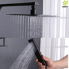 Grifo mezclador de columna de ducha de baño cuadrado de lluvia de acero inoxidable 304 cepillado negro mate de alta calidad