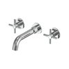 Grifos de doble manija para lavabo de baño con montaje en pared cromado de acero inoxidable 304 