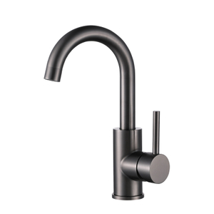 Grifo de lavabo de tres vías pequeño para baño gris pistola de acero inoxidable 304