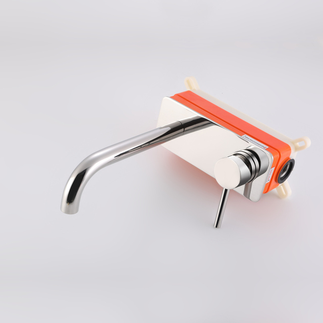 Grifo monomando para lavabo de baño, moderno, de acero inoxidable 304, cromado, para montaje en pared