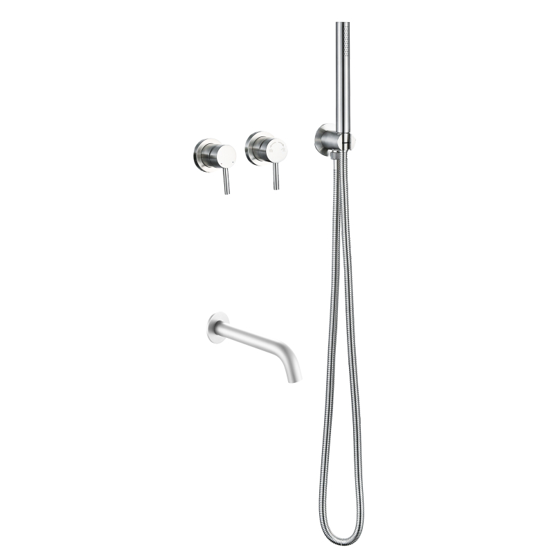 Juego de ducha empotrado cromado de acero inoxidable 304