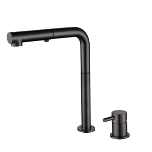 Grifos de fregadero de cocina abatibles con manija separada negra Ycfaucet de pistola de acero inoxidable de lujo 304
