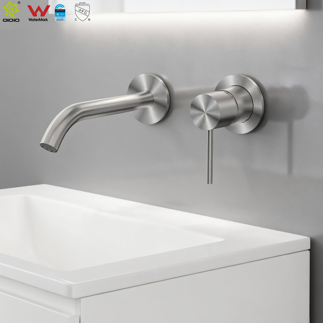 YC-316IS004 Grifo de montaje en pared de acero inoxidable 316L, grifo de baño montado en la pared, mezclador de lavabo oculto, juego de mezclador de lavabo de pared