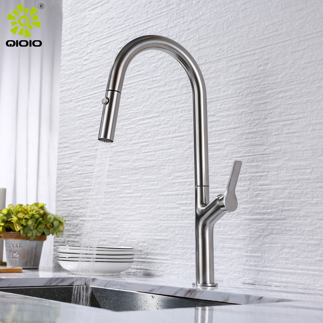 CUPC, noticias de alta calidad, fábrica profesional, fundición de acero inoxidable 304, grifo de fregadero de cocina abatible de un solo orificio cepillado