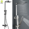 Sistema de ducha termostático 304 Acero inoxidable de tres funciones Juego de ducha de lluvia para baño Columna mezcladora
