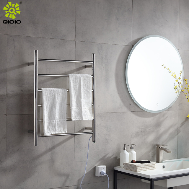 Accesorios de baño de fábrica 304 toallero calefactado montado en la pared cuadrado de acero inoxidable