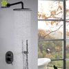 Montado en la pared, níquel cepillado oculto, negro mate, acero inoxidable 304, juego de mezclador de ducha tipo lluvia para baño