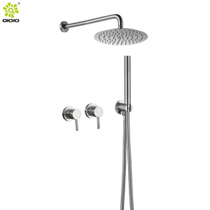 Conjunto de mezclador de ducha de baño montado en la pared con cabezal de ducha con cabezal de lluvia de acero inoxidable 304