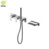 Fabricación de acero inoxidable 304 montado en la pared, caliente y frío, baño de tres vías, juego de grifos para ducha y baño