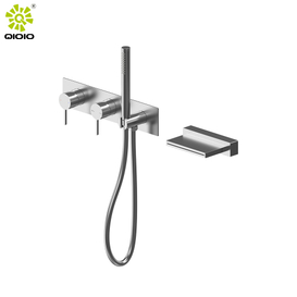 Fabricación de acero inoxidable 304 montado en la pared, caliente y frío, baño de tres vías, juego de grifos para ducha y baño